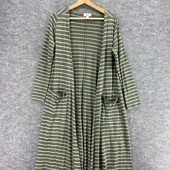 LulaRoe Top Women S Small Gray Striped Open Front Long Sleeve Cover Up Casual - Picture 3 of 9